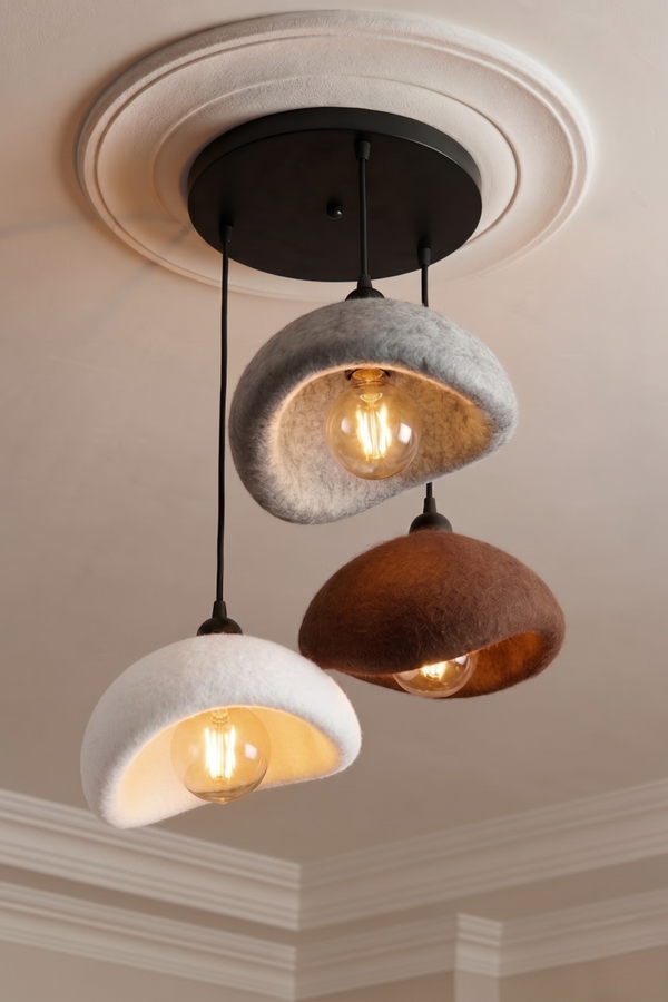 Modern Bohem Beton Görünümlü 3’lü Sarkıt Avize Salon Oturma Odası İçin Ampul Uyumlu Dekoratif Model Çok Renkli Kişiselleştirme Seçeneği