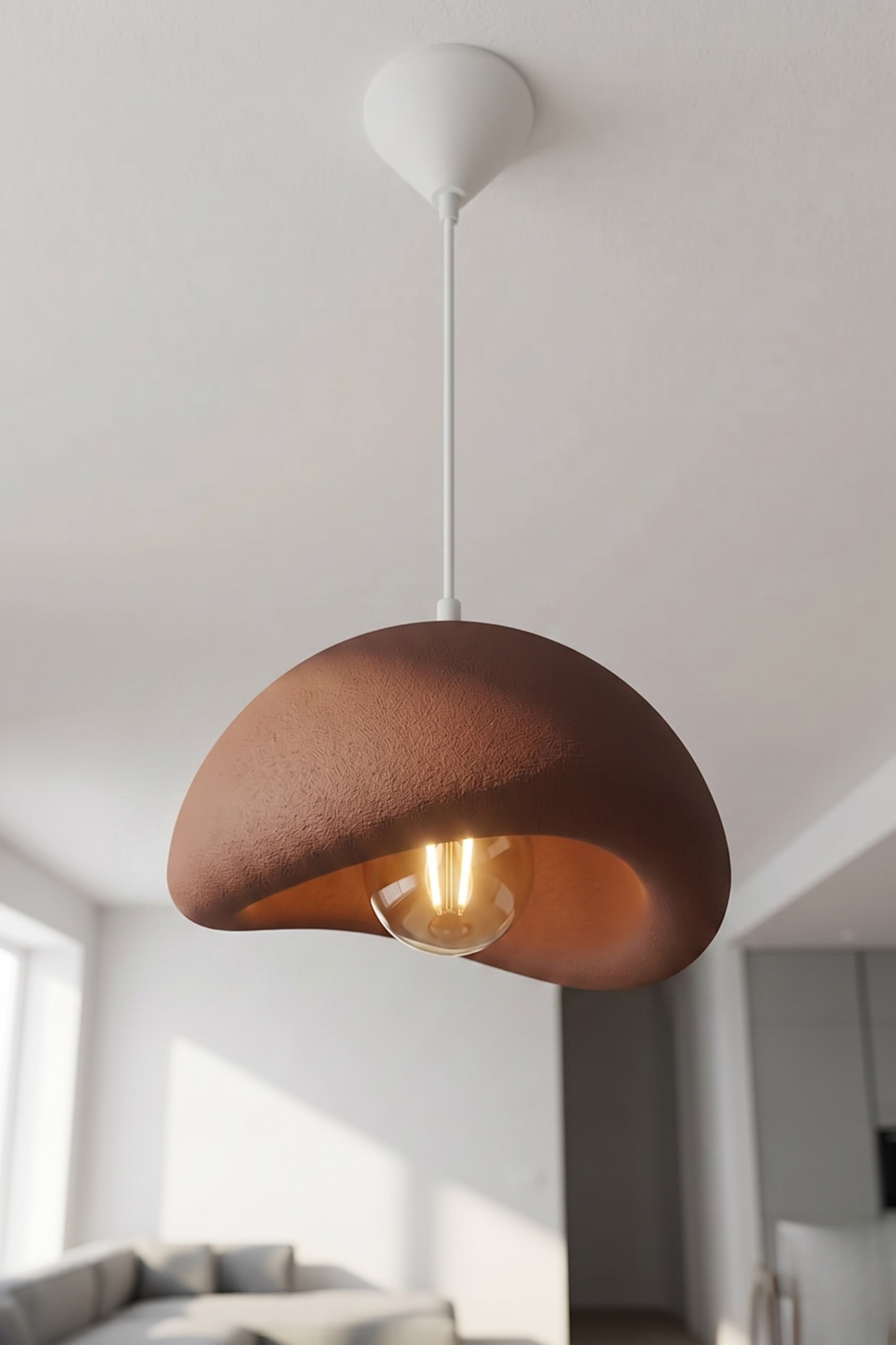 Modern Bohem Beton Görünümlü Tekli Sarkıt Avize Salon Oturma Odası İçin Ampul Uyumlu Dekoratif Model Çok Renkli Kişiselleştirme Seçeneği