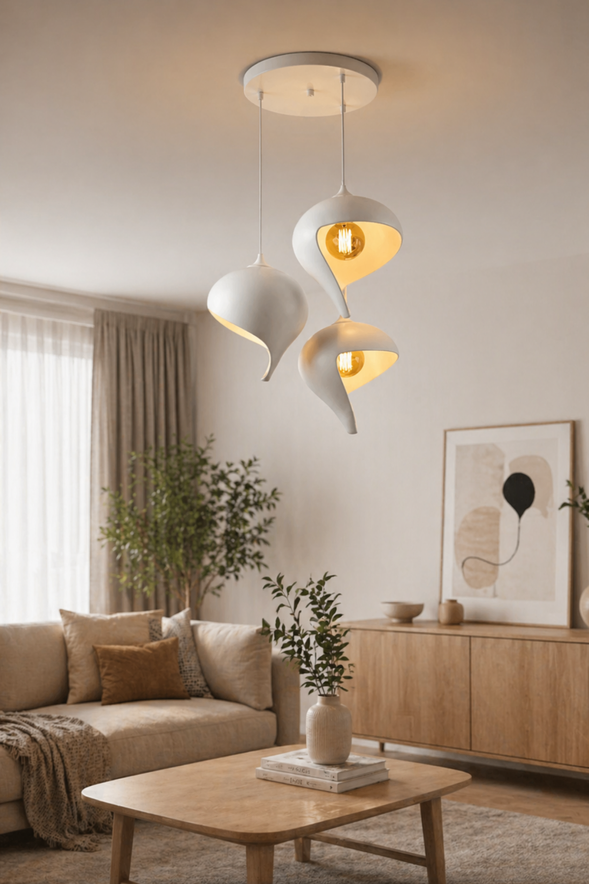 Su Damlası Sarkıt Avize 3’lü Modern İskandinav stili Avize, Salon Oturma Odası İçin Ampul Uyumlu Dekoratif Model, Çok Renkli Kişiselleştirme Seçeneği