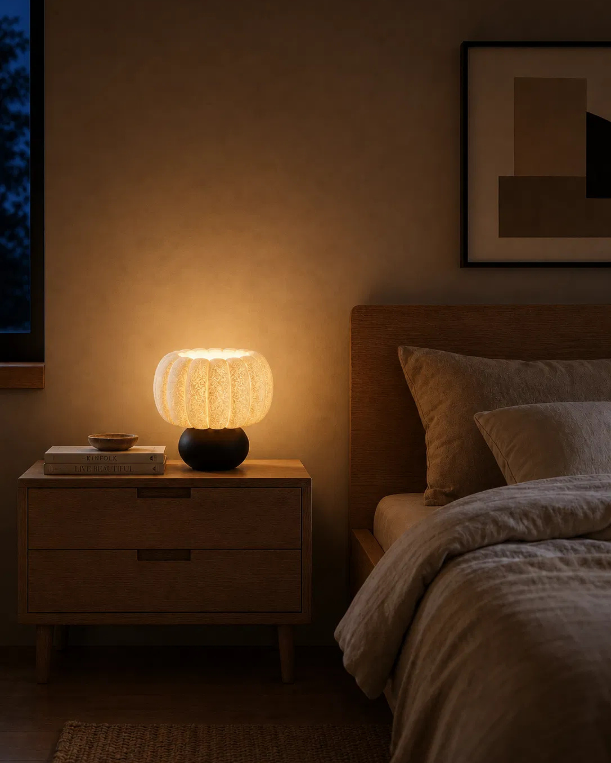 Balkabağı Modern Minimalist Masa Lambası Dekoratif Abajur Gece Lambası Yatak Odası & Salon Uyumlu