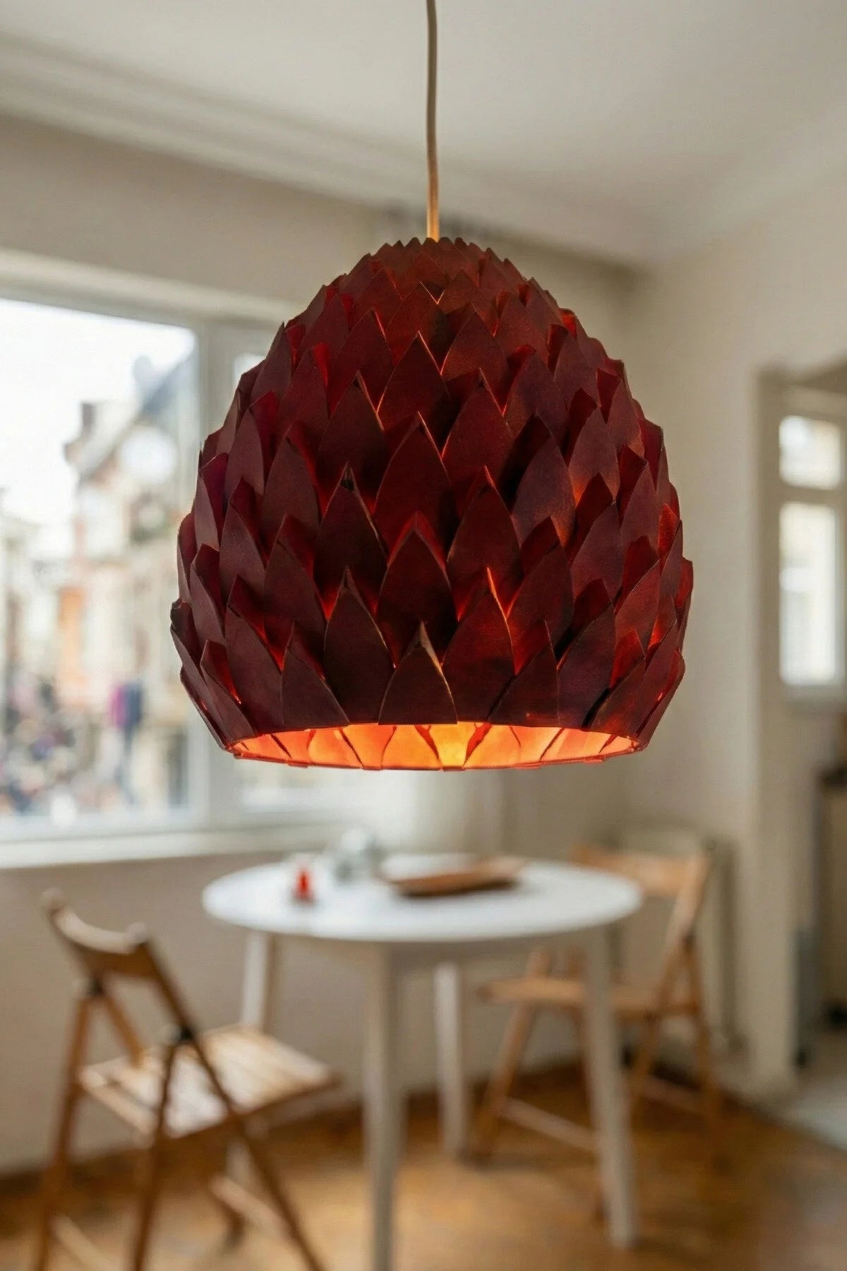 Modern Tekli Avize Premium Tasarım Tavan Aydınlatma 25x25 cm, Siyah-Beyaz-Kırmızı/Bronz