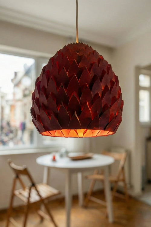 Modern Tekli Avize Premium Tasarım Tavan Aydınlatma 25x25 cm, Siyah-Beyaz-Kırmızı/Bronz