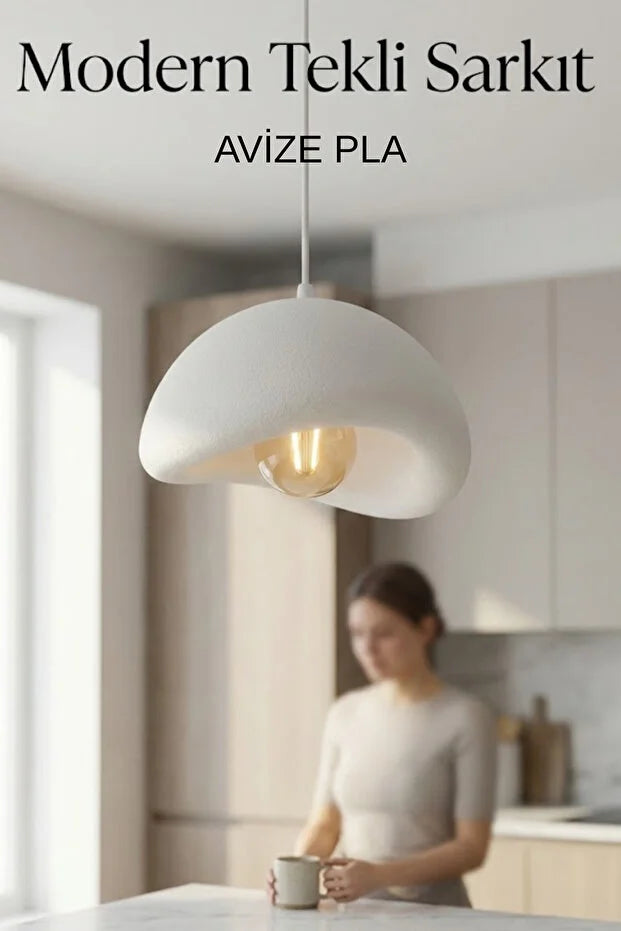 Modern Bohem Beton Görünümlü Tekli Sarkıt Avize Salon Oturma Odası İçin Ampul Uyumlu Dekoratif Model Çok Renkli Kişiselleştirme Seçeneği