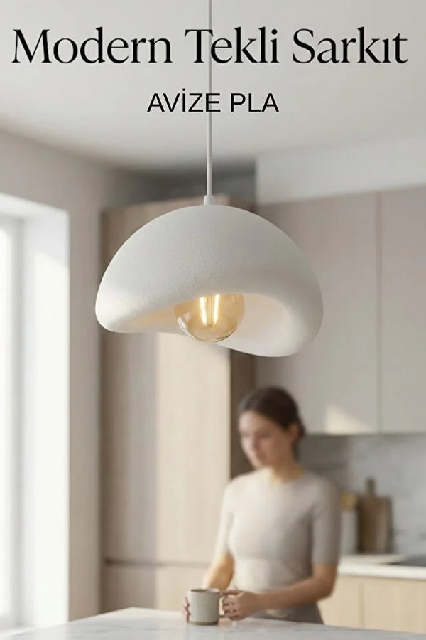 Modern Bohem Beton Görünümlü Tekli Sarkıt Avize Salon Oturma Odası İçin Ampul Uyumlu Dekoratif Model Çok Renkli Kişiselleştirme Seçeneği
