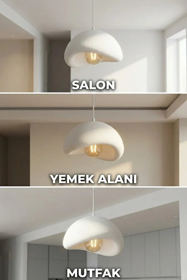 Modern Bohem Beton Görünümlü Tekli Sarkıt Avize Salon Oturma Odası İçin Ampul Uyumlu Dekoratif Model Çok Renkli Kişiselleştirme Seçeneği