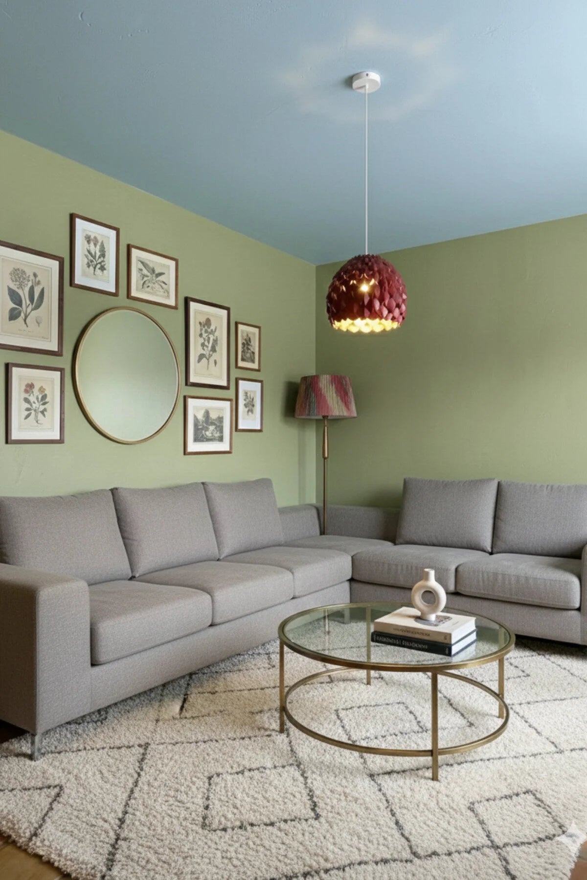 Modern Tekli Avize Premium Tasarım Tavan Aydınlatma 25x25 cm, Siyah-Beyaz-Kırmızı/Bronz