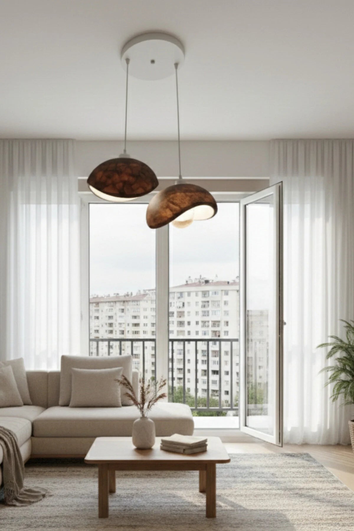 Modern Bohem Beton Görünümlü 1-2 veya 3’lü Sarkıt Avize Salon Oturma Odası İçin Ampul Uyumlu Dekoratif Model Çok Renkli Kişiselleştirme Seçeneği