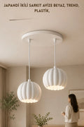 Balkabağı Minimalist Modern avize 2’li Yatak-Oturma odası Salon İçin Ampul Uyumlu Dekoratif Model Beyaz