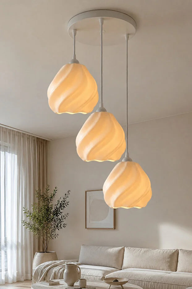 Dalga Form Modern avize 3'lü Mutfak-Oturma odası Salon İçin Ampul Uyumlu Dekoratif Model