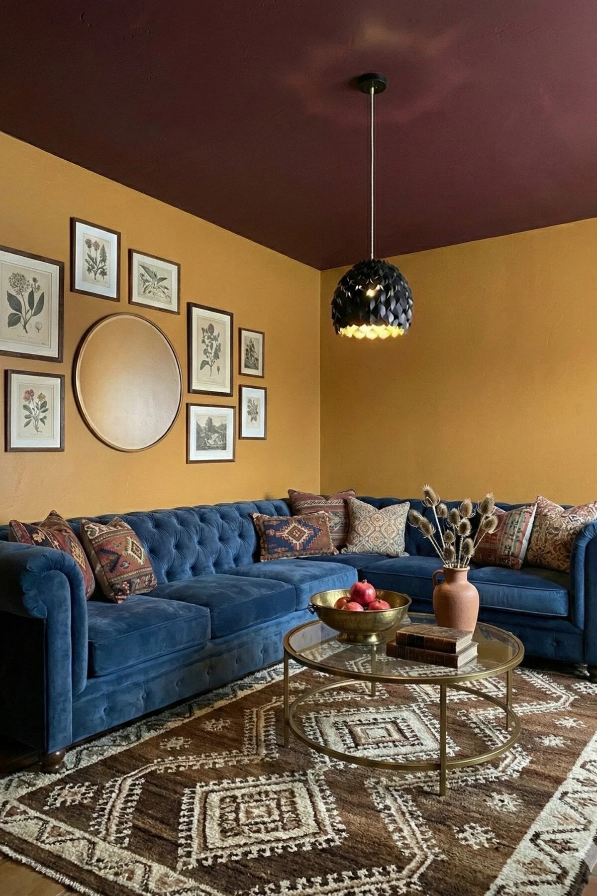 Modern Tekli Avize Premium Tasarım Tavan Aydınlatma 25x25 cm, Siyah-Beyaz-Kırmızı/Bronz