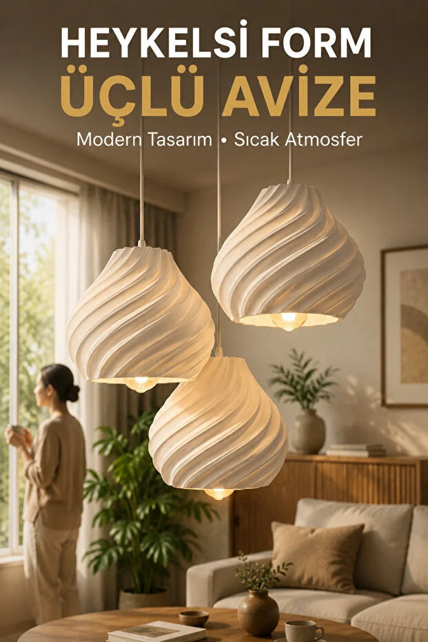Nordic Modern avize 3'lü Mutfak-Oturma odası Salon İçin Ampul Uyumlu Dekoratif Model