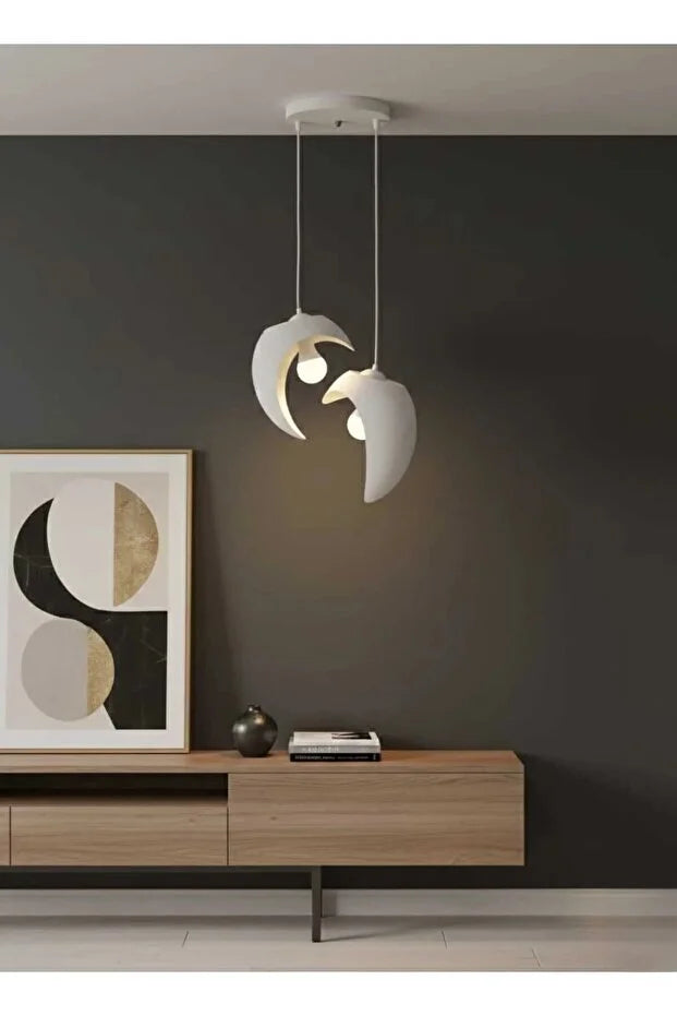 Hilal tasarımlı Minimalist Modern avize 2’li Balkon-Çocuk odası İçin Ampul Uyumlu Dekoratif Model Beyaz-Gri-Kahverengi-Kırmızı (Kopya)