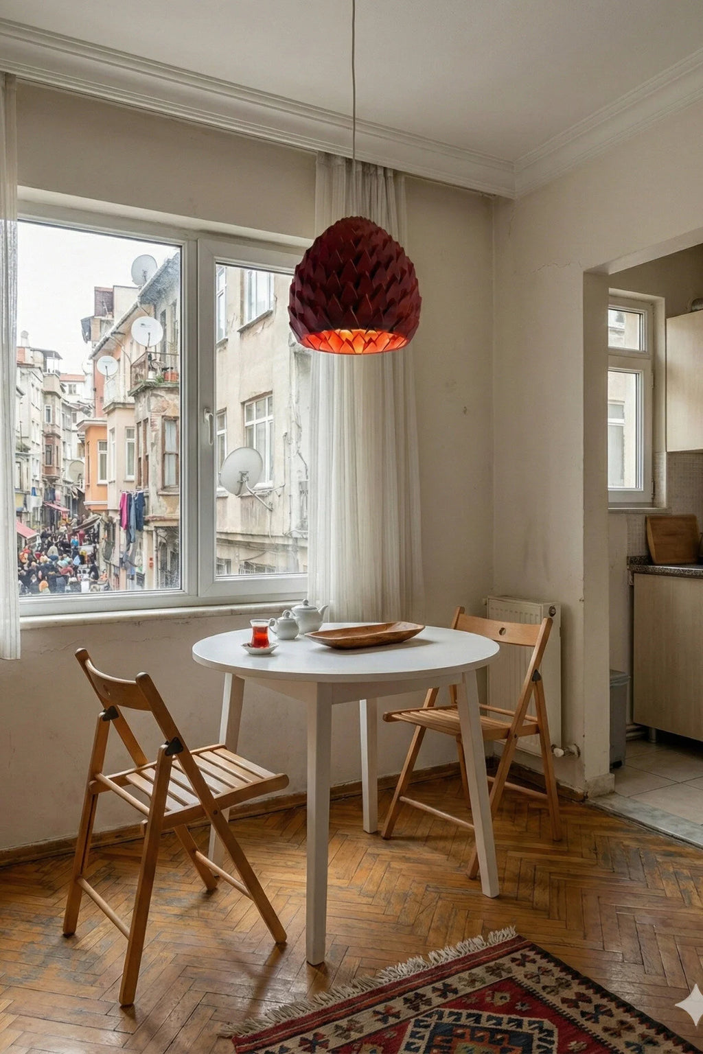 Modern Tekli Avize Premium Tasarım Tavan Aydınlatma 25x25 cm, Siyah-Beyaz-Kırmızı/Bronz