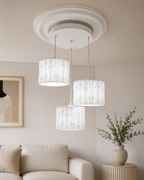 Modern 3lü Bambu Görünümlü Sarkıt Avize Mutfak-Salon-Yatak odası İçin Ampul Uyumlu Dekoratif Model Beyaz