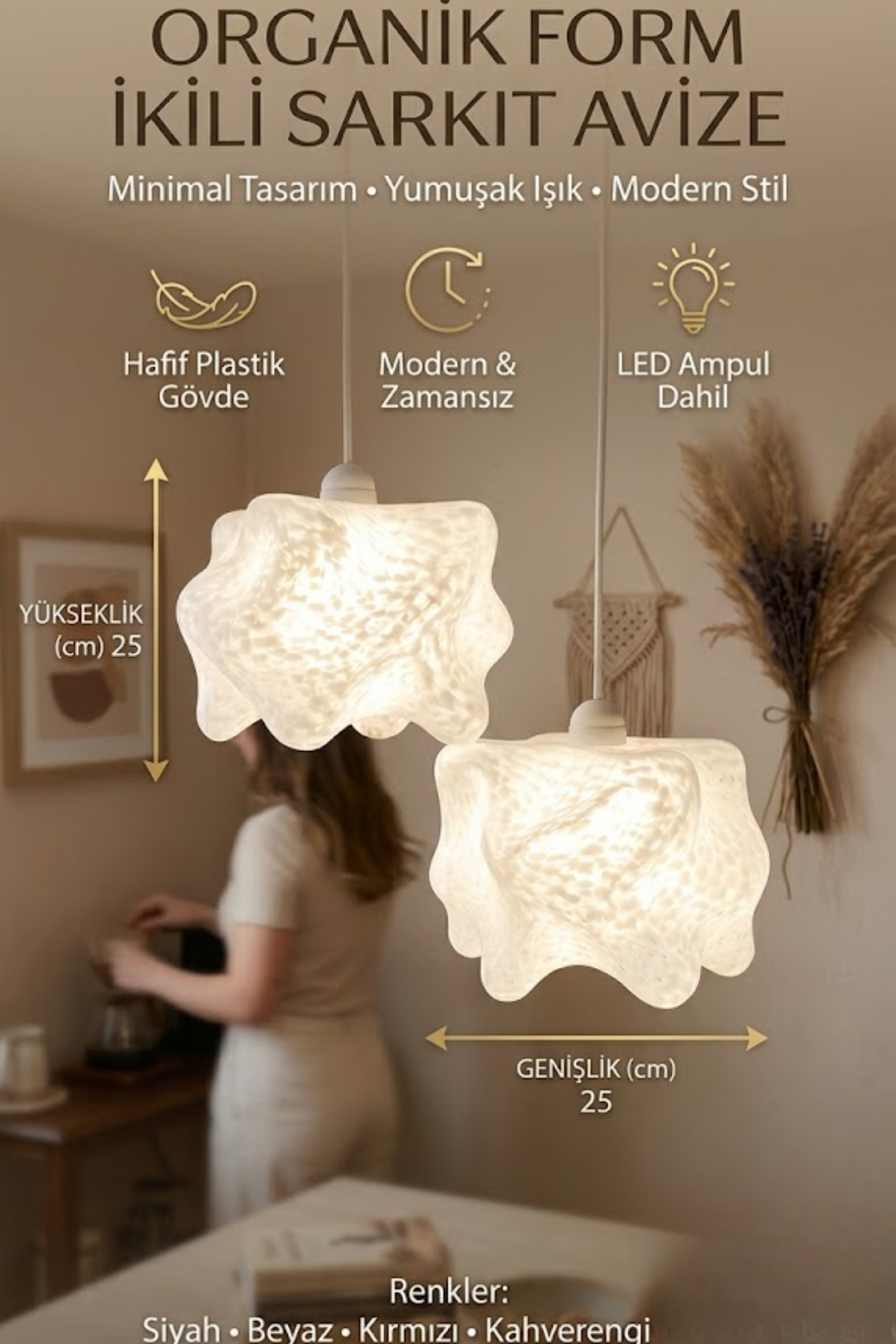 Bubble Bulut Modern avize 2'li Mutfak-Oturma odası Salon İçin Ampul Uyumlu Dekoratif Model Beyaz (Kopya)