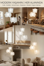 Bubble Bulut Modern avize 3'lü Mutfak-Oturma odası Salon İçin Ampul Uyumlu Dekoratif Model Beyaz