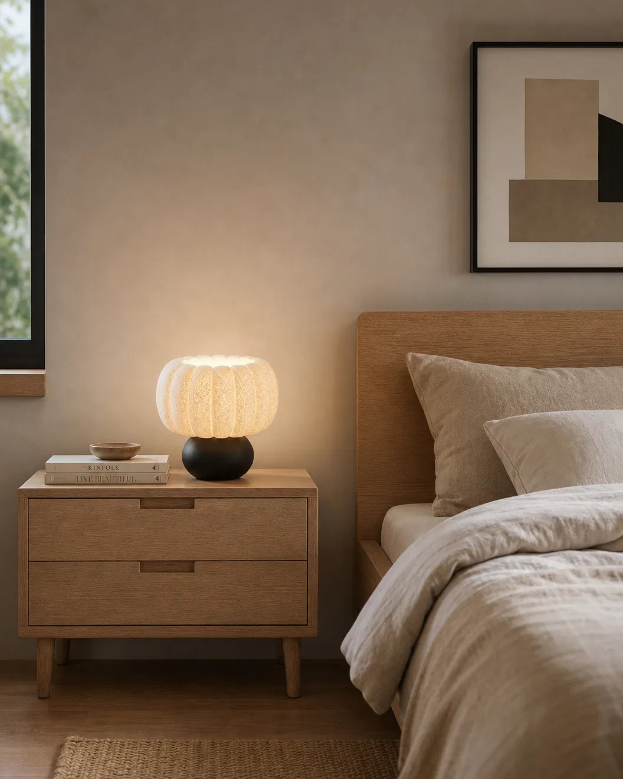 Balkabağı Modern Minimalist Masa Lambası Dekoratif Abajur Gece Lambası Yatak Odası & Salon Uyumlu