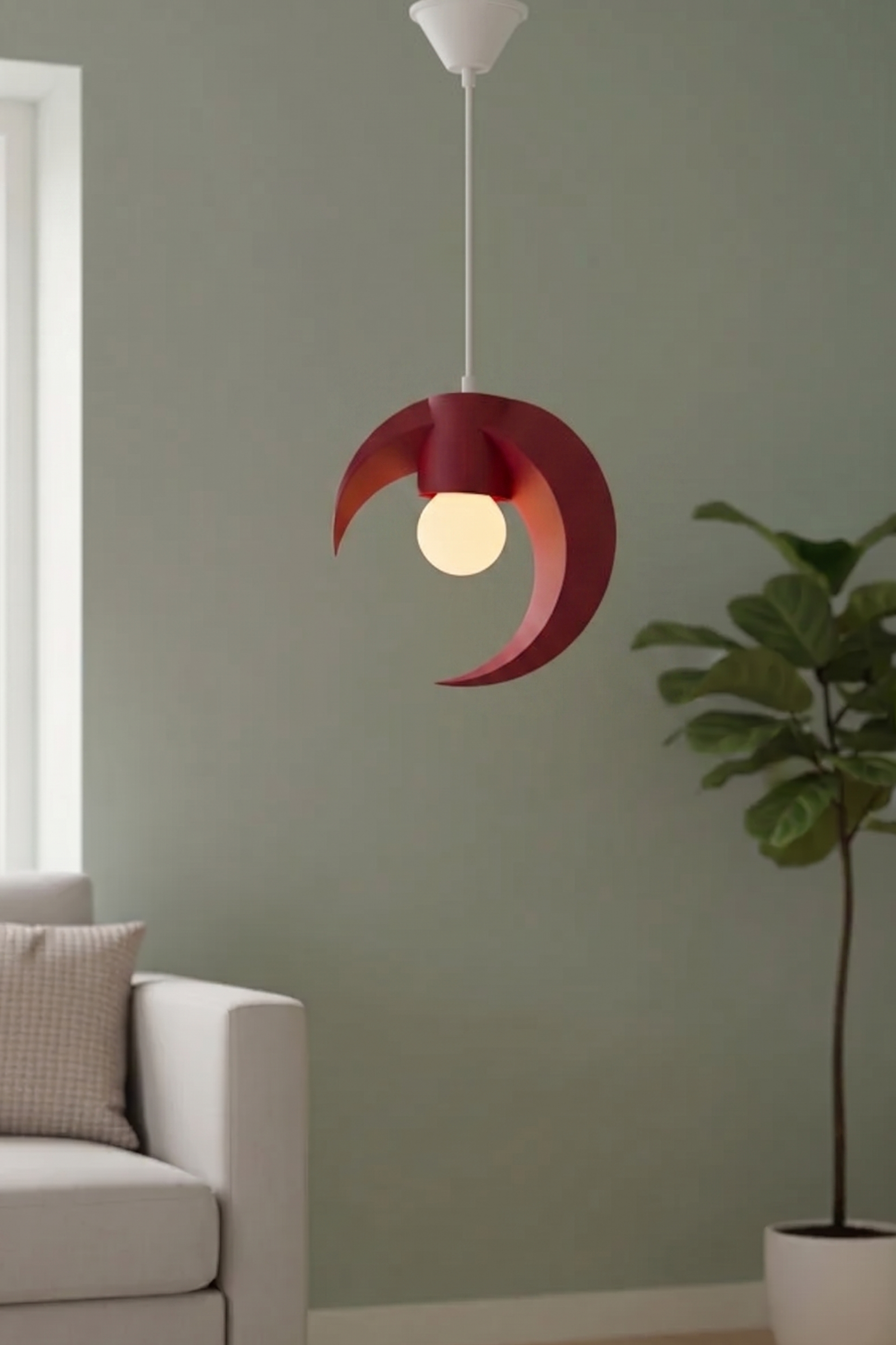 Hilal tasarımlı Minimalist Modern avize Tekli Balkon-Çocuk odası İçin Ampul Uyumlu Dekoratif Model Beyaz-Gri-Kahverengi-Kırmızı (Kopya) (Kopya)