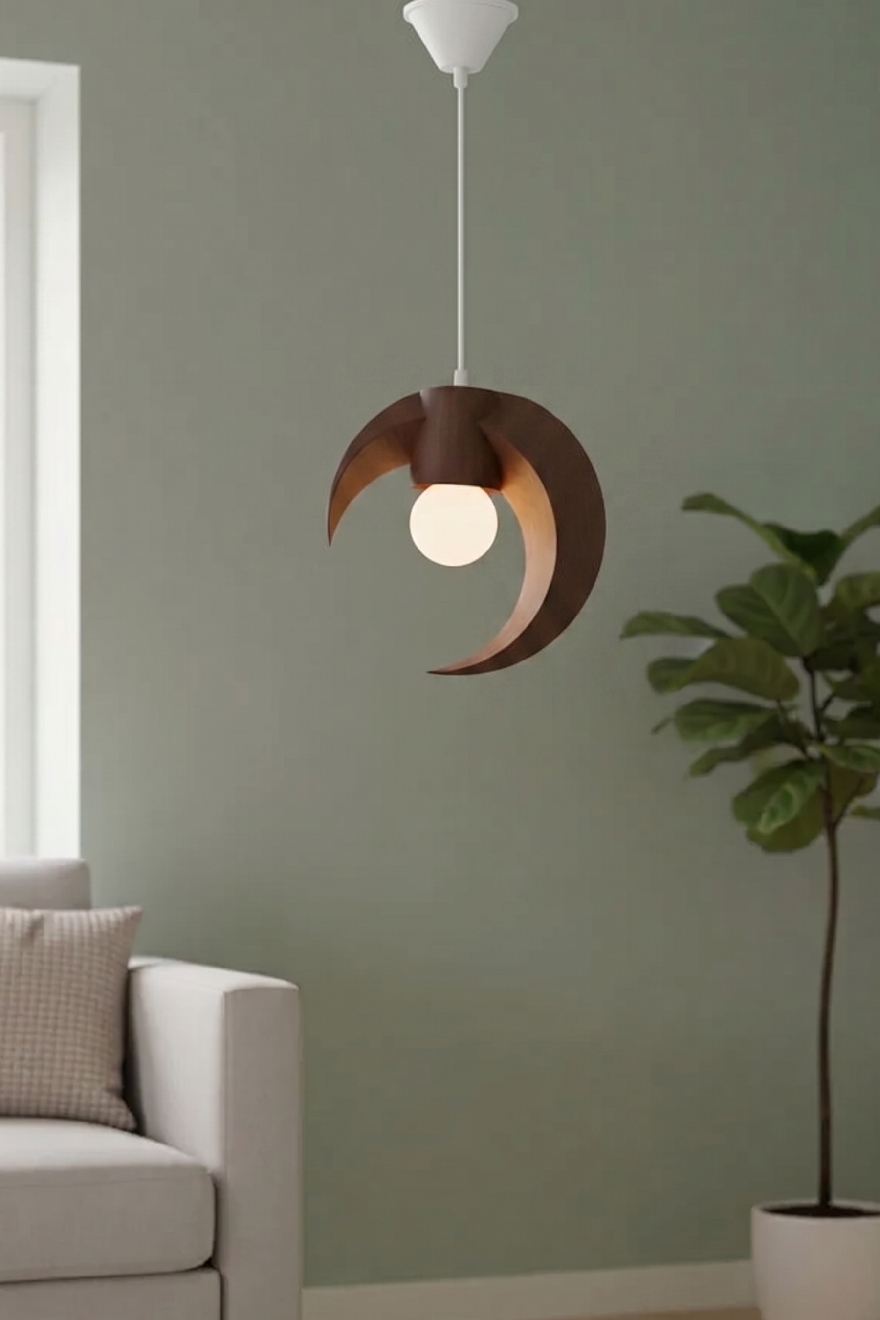 Hilal tasarımlı Minimalist Modern avize Tekli Balkon-Çocuk odası İçin Ampul Uyumlu Dekoratif Model Beyaz-Gri-Kahverengi-Kırmızı (Kopya) (Kopya)