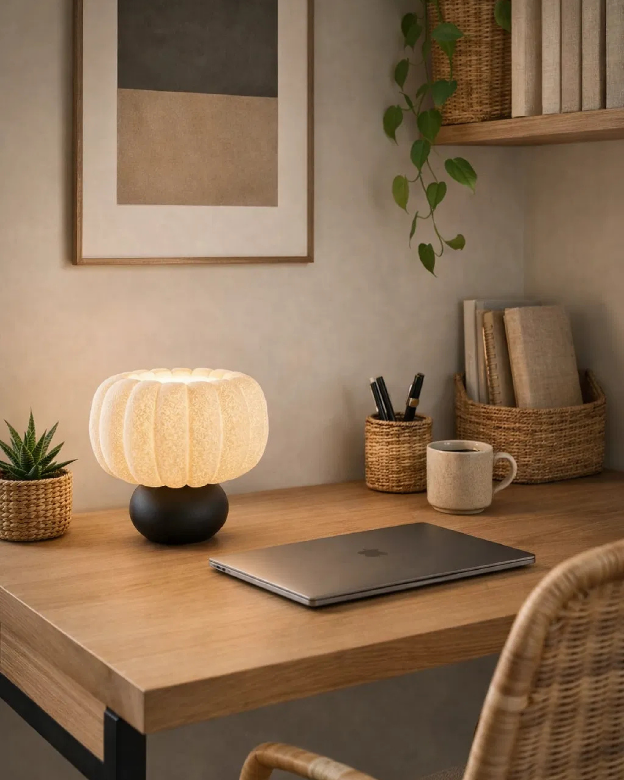 Balkabağı Modern Minimalist Masa Lambası Dekoratif Abajur Gece Lambası Yatak Odası & Salon Uyumlu
