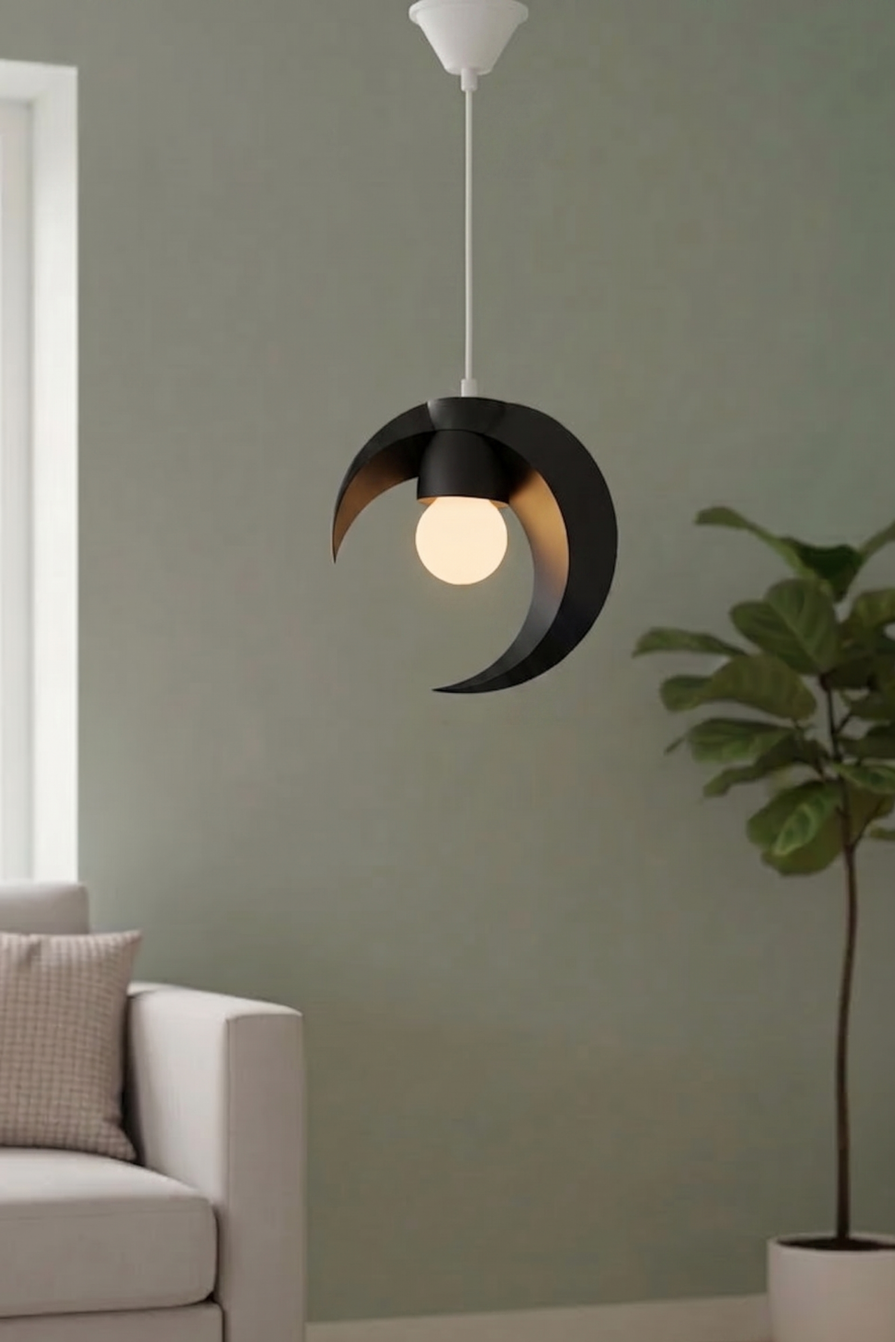 Hilal tasarımlı Minimalist Modern avize Tekli Balkon-Çocuk odası İçin Ampul Uyumlu Dekoratif Model Beyaz-Gri-Kahverengi-Kırmızı (Kopya) (Kopya)