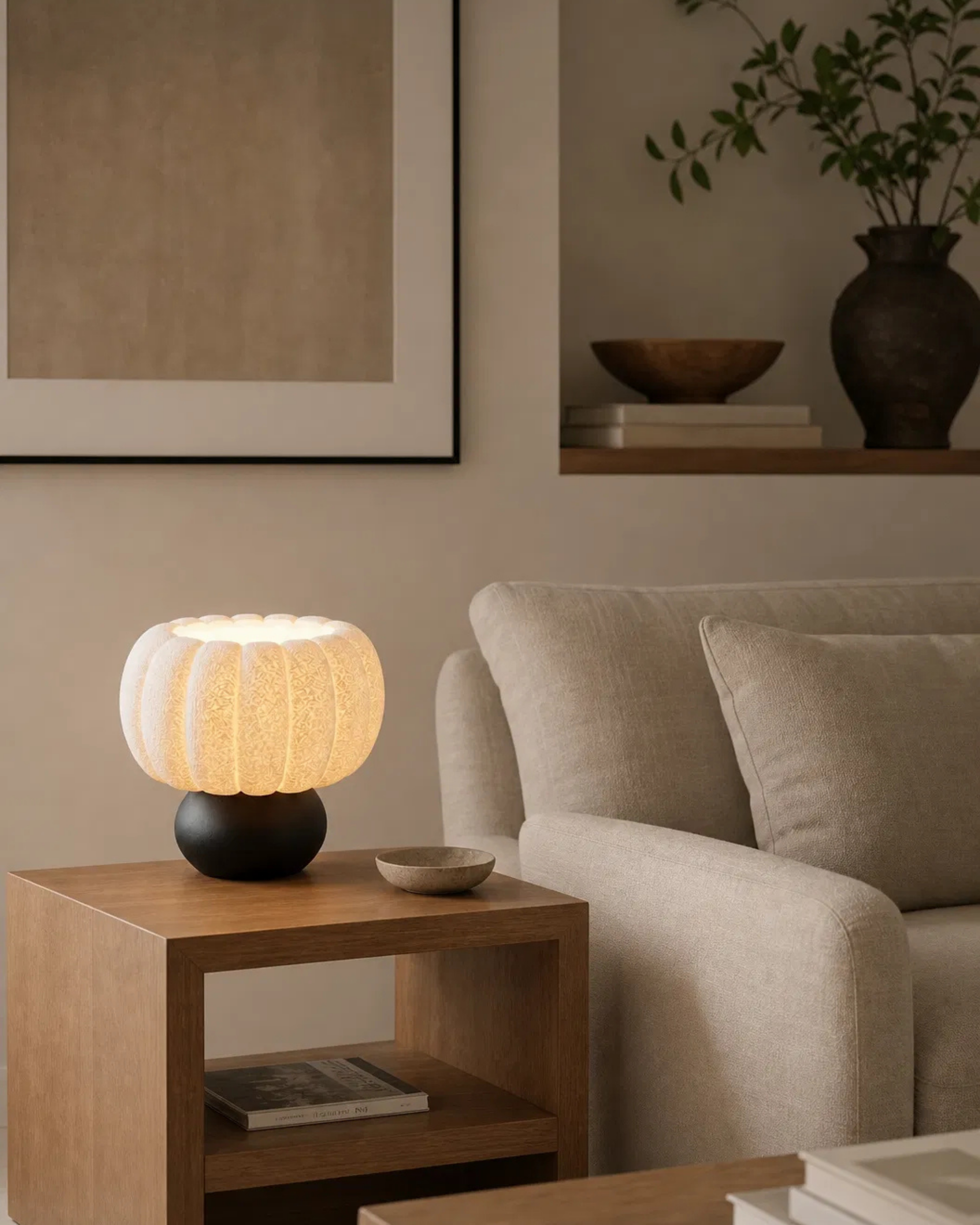 Balkabağı Modern Minimalist Masa Lambası Dekoratif Abajur Gece Lambası Yatak Odası & Salon Uyumlu