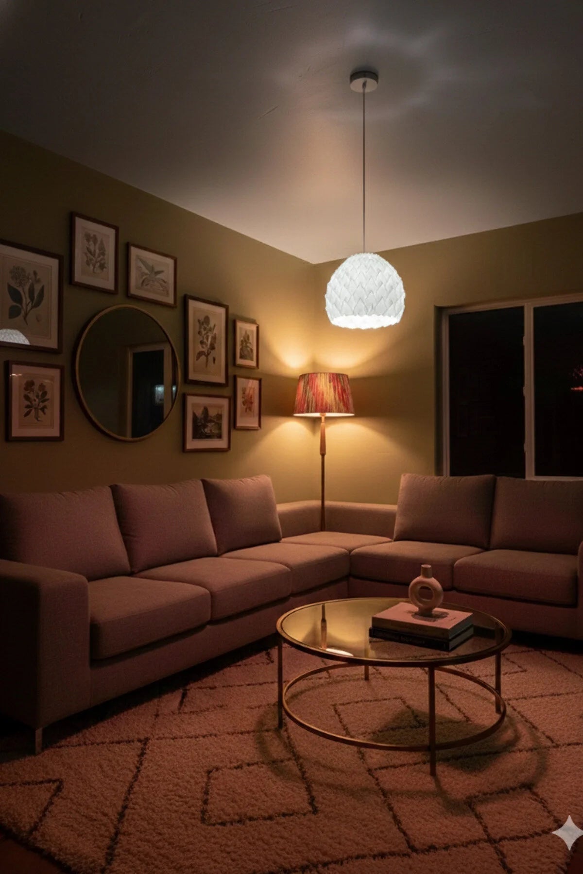 Modern Tekli Avize Premium Tasarım Tavan Aydınlatma 25x25 cm, Siyah-Beyaz-Kırmızı/Bronz