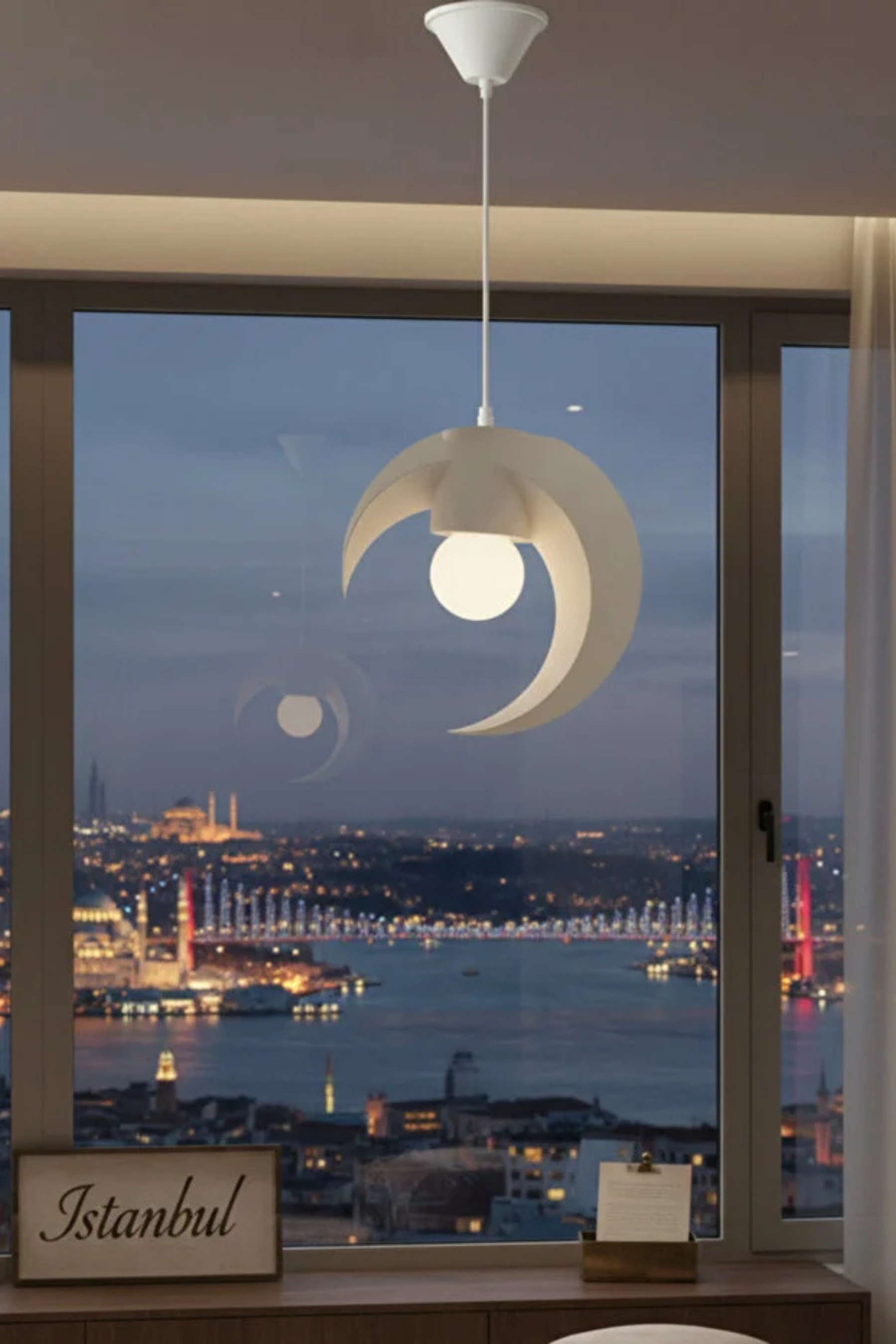 Hilal tasarımlı Minimalist Modern avize Tekli Balkon-Çocuk odası İçin Ampul Uyumlu Dekoratif Model Beyaz-Gri-Kahverengi-Kırmızı (Kopya) (Kopya)