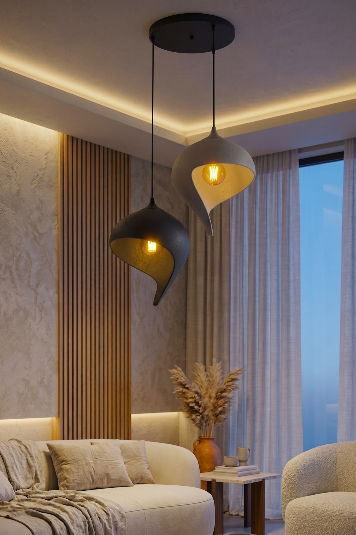 Su Damlası Sarkıt 2’li Modern İskandinav tarzı Avize Salon Oturma Odası İçin Ampul Uyumlu Dekoratif Model, Çok Renkli Kişiselleştirme Seçeneği