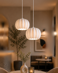 Balkabağı Minimalist Modern avize 2’li Yatak-Oturma odası Salon İçin Ampul Uyumlu Dekoratif Model Beyaz