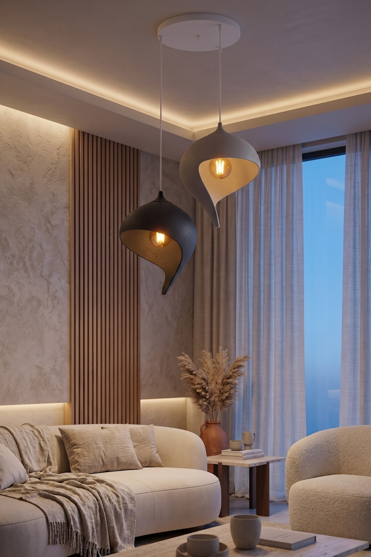 Su Damlası Sarkıt 2’li Modern İskandinav tarzı Avize Salon Oturma Odası İçin Ampul Uyumlu Dekoratif Model, Çok Renkli Kişiselleştirme Seçeneği
