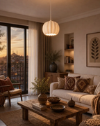 Balkabağı Minimalist Modern avize Tekli Yatak-Oturma odası Salon İçin Ampul Uyumlu Dekoratif Model Beyaz