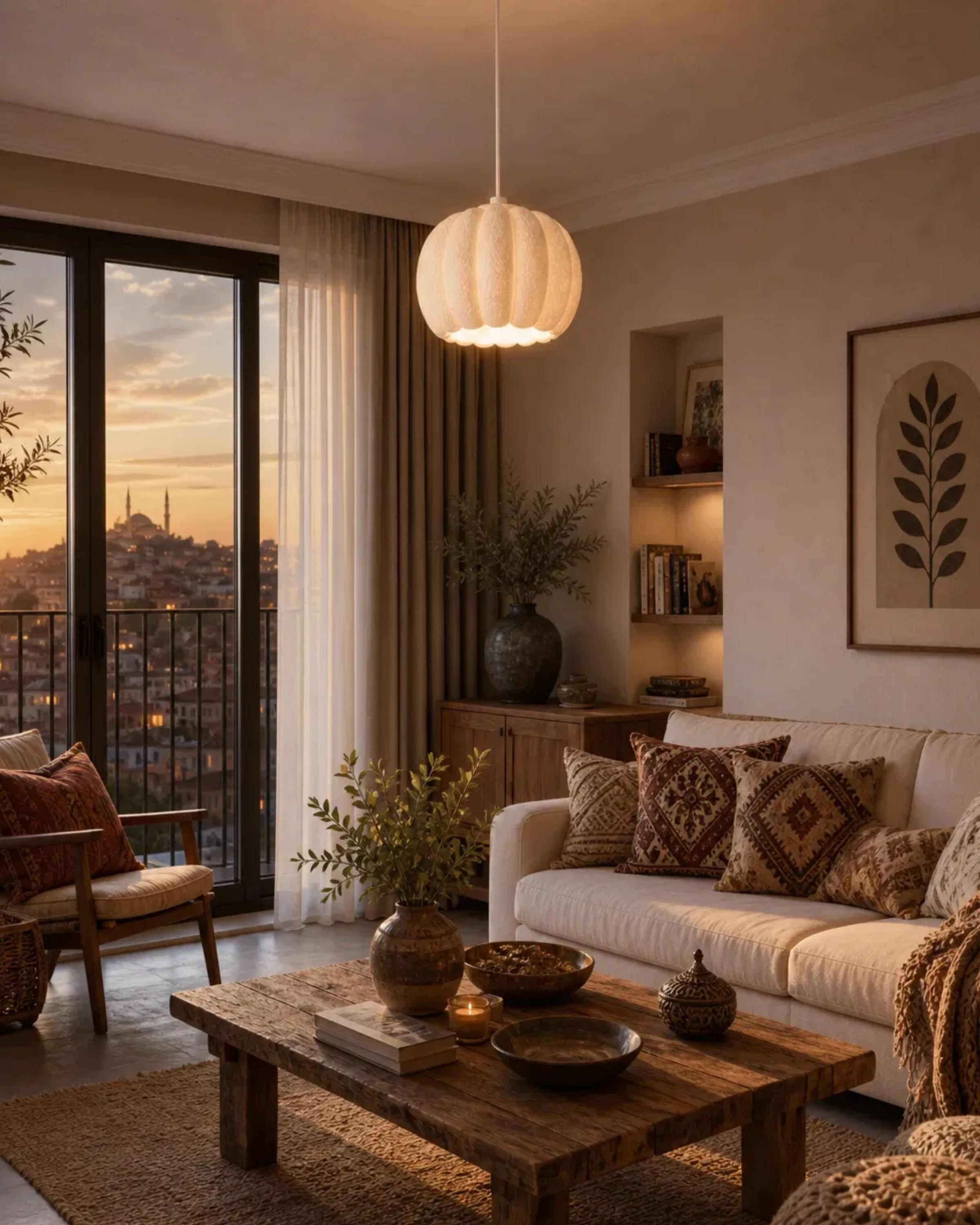 Balkabağı Minimalist Modern avize Tekli Yatak-Oturma odası Salon İçin Ampul Uyumlu Dekoratif Model Beyaz