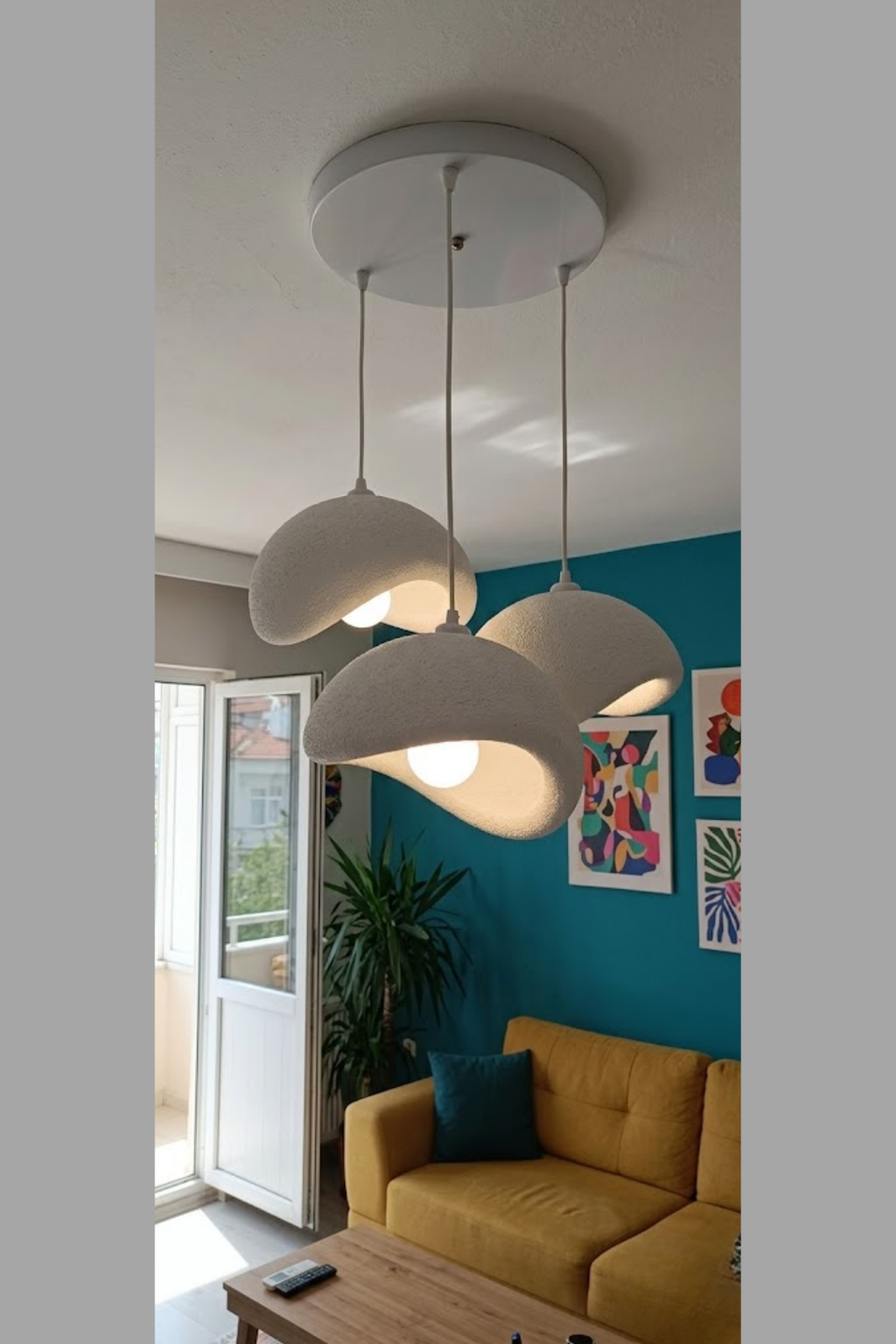 Modern Bohem Beton Görünümlü 1-2 veya 3’lü Sarkıt Avize Salon Oturma Odası İçin Ampul Uyumlu Dekoratif Model Çok Renkli Kişiselleştirme Seçeneği