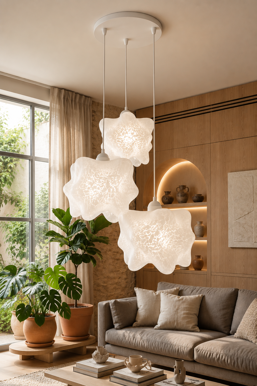 Bubble Bulut Modern avize 3'lü Mutfak-Oturma odası Salon İçin Ampul Uyumlu Dekoratif Model Beyaz