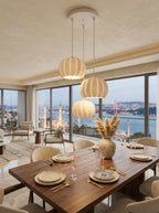 Balkabağı Minimalist Modern avize 3'lü Yatak-Oturma odası Salon İçin Ampul Uyumlu Dekoratif Model Beyaz