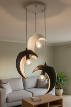 Hilal tasarımlı Minimalist Modern avize 3’lü Balkon-Çocuk odası İçin Ampul Uyumlu Dekoratif Model Beyaz-Gri-Kahverengi-Kırmızı