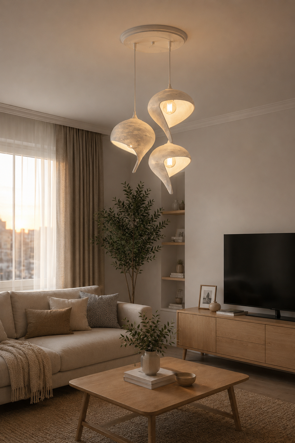 Su Damlası Sarkıt Avize 3’lü Modern İskandinav stili Avize, Salon Oturma Odası İçin Ampul Uyumlu Dekoratif Model, Çok Renkli Kişiselleştirme Seçeneği