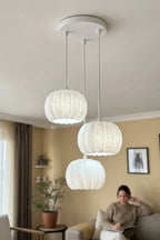 Balkabağı Minimalist Modern avize 3'lü Yatak-Oturma odası Salon İçin Ampul Uyumlu Dekoratif Model Beyaz