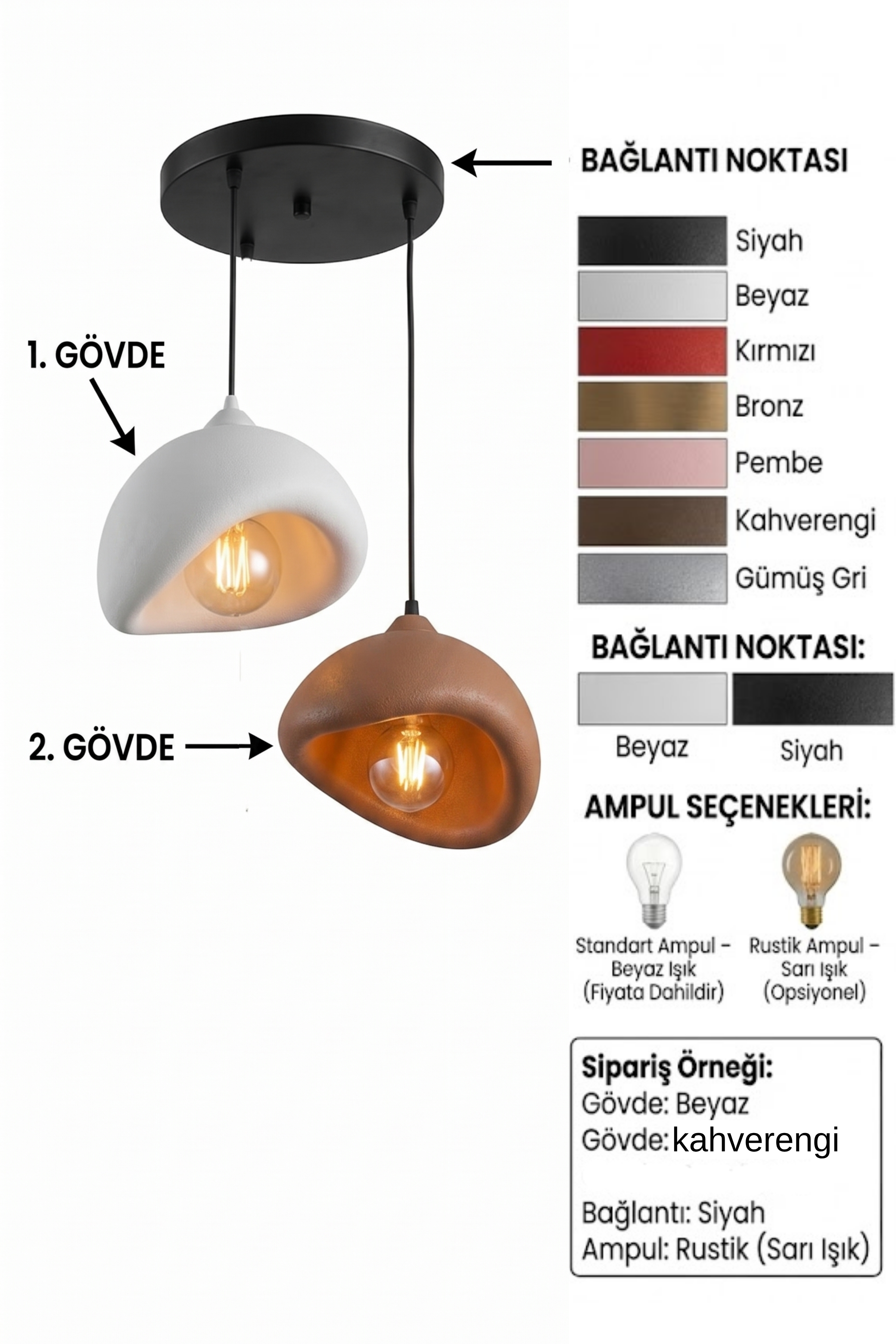 Modern Bohem Beton Görünümlü 2’li Sarkıt Avize Salon Oturma Odası İçin Ampul Uyumlu Dekoratif Model Çok Renkli Kişiselleştirme Seçeneği (Kopya)