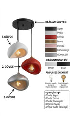 Modern Bohem Beton Görünümlü 1-2 veya 3’lü Sarkıt Avize Salon Oturma Odası İçin Ampul Uyumlu Dekoratif Model Çok Renkli Kişiselleştirme Seçeneği